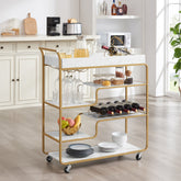 6-Tier Bar Cart, Retro Wine Rack with Glass Holder for Kitchen